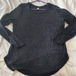 Old Navy Sparkle Long-Sleeve Scoop Neck Top in Charcoal